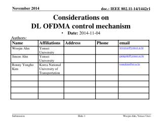 Considerations on DL OFDMA control mechanism