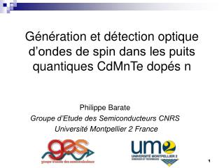 Génération et détection optique d’ondes de spin dans les puits quantiques CdMnTe dopés n