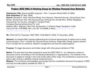 Project: IEEE P802.15 Working Group for Wireless Personal Area Networks