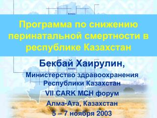 Программа по снижению перинатальной смертности в республике Казахстан