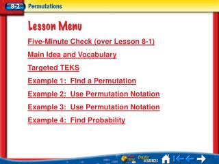 Lesson 2 Menu