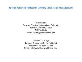 Special Relativistic Effects in Orbiting Lidar Wind Measurements