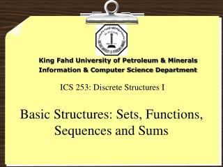 ICS 253: Discrete Structures I