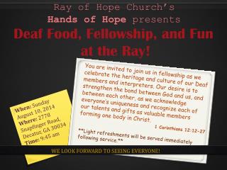 Ray of Hope Church’s Hands of Hope presents