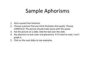 Sample Aphorisms