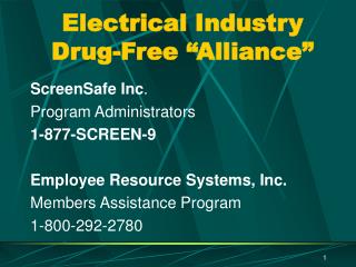 Electrical Industry Drug-Free “Alliance”