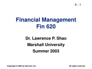 Financial Management Fin 620