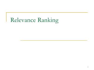 Relevance Ranking