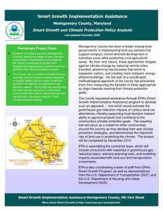 Smart Growth Implementation Assistance Montgomery County, MD Fact Sheet