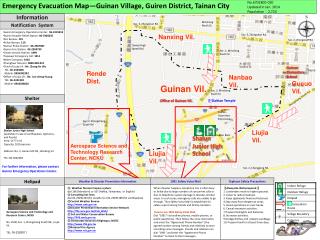 Emergency Evacuation Map—Guinan Village, Guiren District, Tainan City