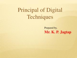 Prepared by, Mr. K. P. Jagtap