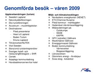 Genomförda besök – våren 2009