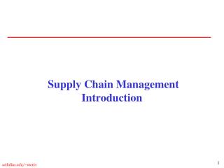 Supply Chain Management Introduction