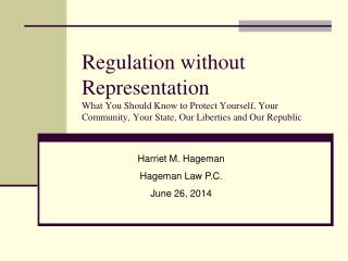 Harriet M. Hageman Hageman Law P.C. June 26, 2014