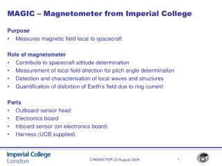 MAGIC – Magnetometer from Imperial College