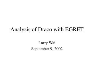 Analysis of Draco with EGRET