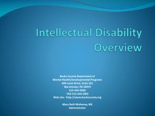 Intellectual Disability Overview