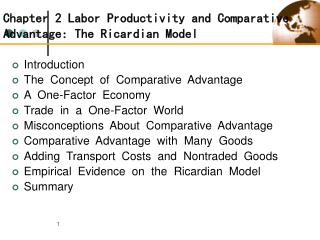 Chapter 2 Labor Productivity and Comparative Advantage: The Ricardian Model