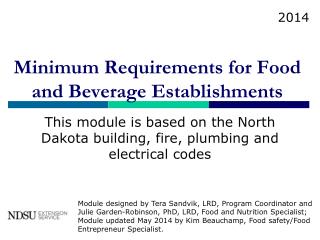 Minimum Requirements for Food and Beverage Establishments