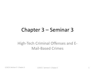 Chapter 3 – Seminar 3