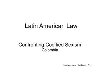 Confronting Codified Sexism Colombia