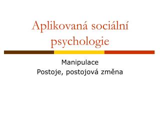 Aplikovaná sociální psychologie