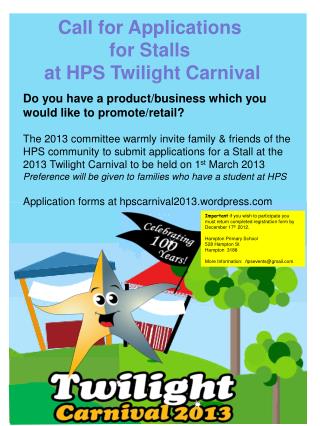 Call for Applications for Stalls at HPS Twilight Carnival