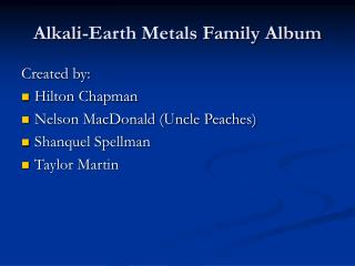 Alkali-Earth Metals Family Album