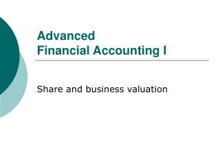 Advanced Financial Accounting I