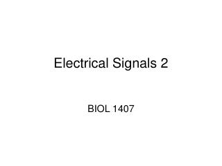 Electrical Signals 2