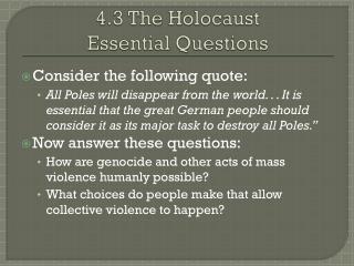4.3 The Holocaust Essential Questions