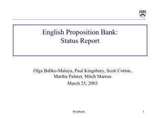 English Proposition Bank: Status Report