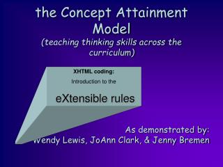 the Concept Attainment Model (teaching thinking skills across the curriculum)