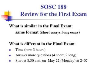 SOSC 188 Review for the First Exam