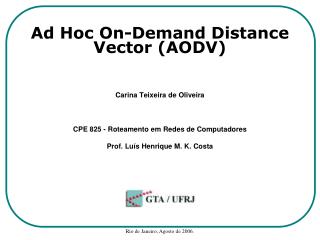Ad Hoc On-Demand Distance Vector (AODV)