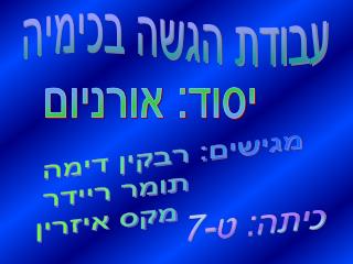 עבודת הגשה בכימיה