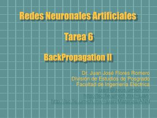 Redes Neuronales Artificiales Tarea 6 BackPropagation II