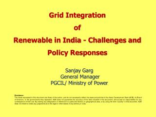 Grid Integration of Renewable in India - Challenges and Policy Responses