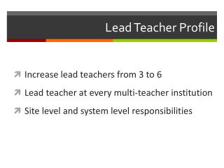 Lead Teacher Profile