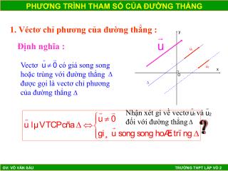 1. Véctơ chỉ phương của đường thẳng :