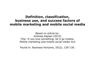 Definition and classification of mobile marketing