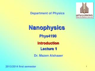 Nanophysics