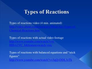 Types of Reactions