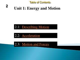 Chapter 2: Motion