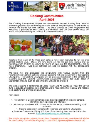 Cooking Communities April 2008