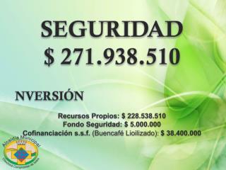 SEGURIDAD $ 271.938.510 NVERSIÓN Recursos Propios: $ 228.538.510 Fondo Seguridad: $ 5.000.000