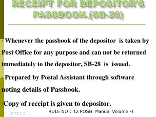 Receipt For Depositor’s Passbook.(SB-28)