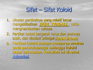 Sifat – Sifat Koloid