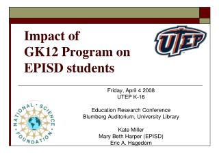 Impact of GK12 Program on EPISD students