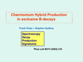 Charmonium Hybrid Production in exclusive B-decays